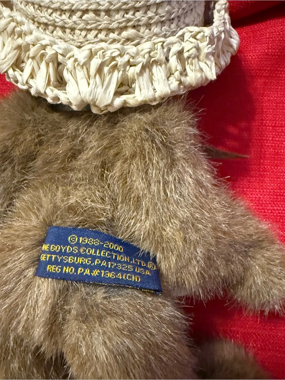Plush Brown Boyd’s Bears Teddy Bear with Bow and Hat-Vintage- NWT